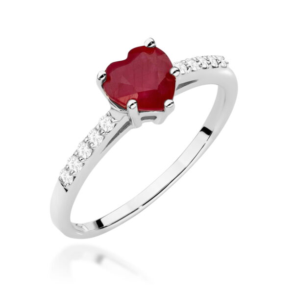 Pierścionek Rubin 1,10ct białe złoto 375