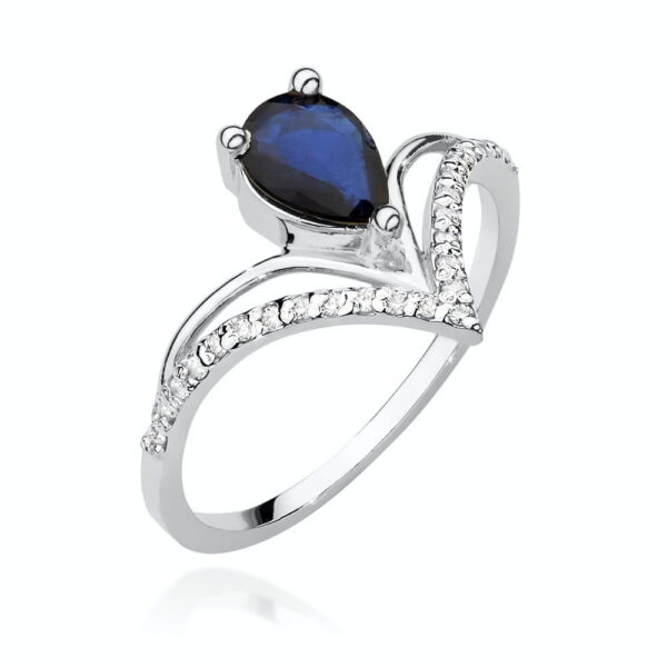 Pierścionek Szafir 0,60ct białe złoto