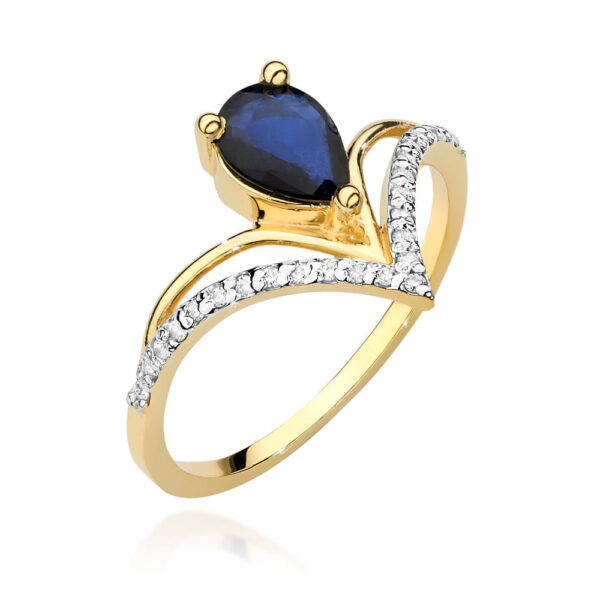 Pierścionek Szafir 0,60ct żółte złoto