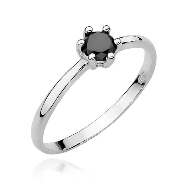 Pierścionek Czarny Diament 0,30ct białe złoto 375