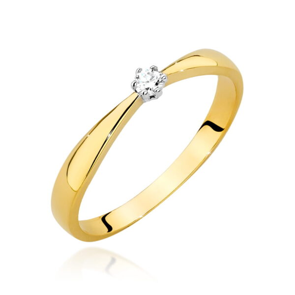 Pierścionek Diament 0,04ct żółte złoto 375
