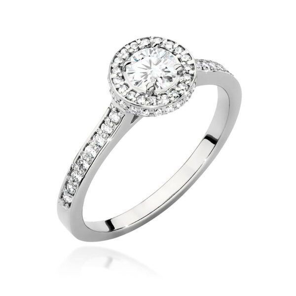 Pierścionek Diament 0,40ct białe złoto 375