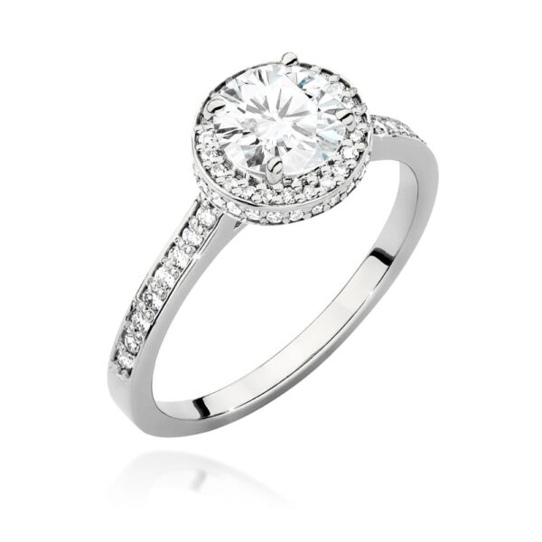 Pierścionek Diament 1,00ct białe złoto 375