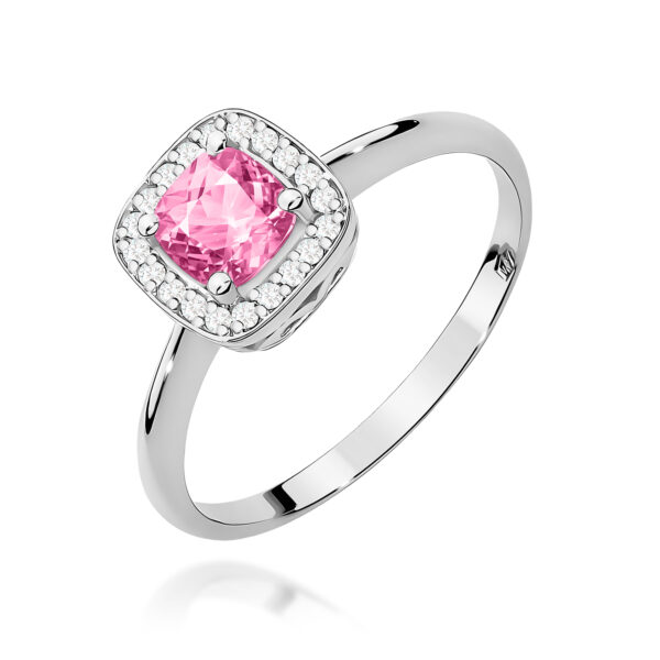 Pierścionek Różowy Topaz 0,65ct białe złoto 375
