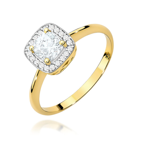 Pierścionek Biały Szafir 0,70ct żółte złoto 375