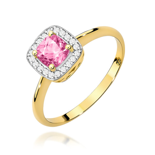 Pierścionek Różowy Topaz 0,65ct żółte złoto 375