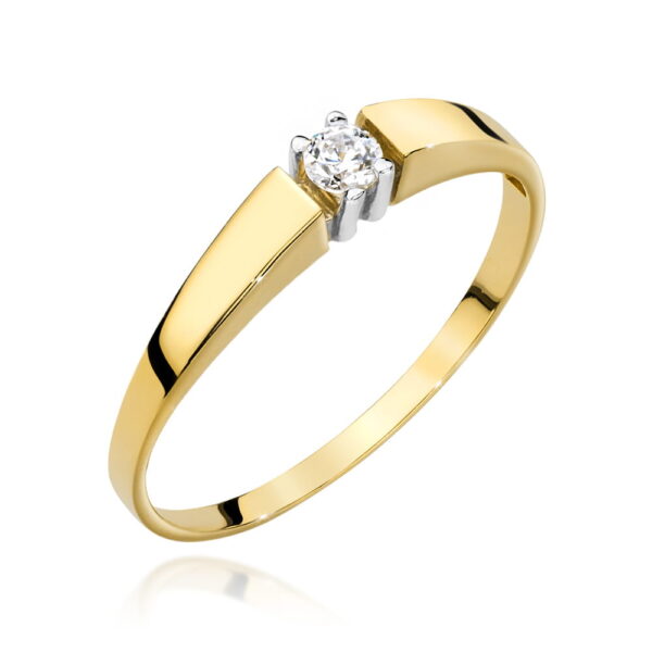 Pierścionek Diament 0,10ct żółte złoto