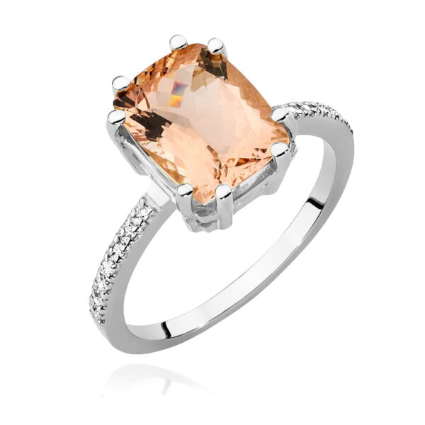 Pierścionek Morganit 2,80ct białe złoto 375