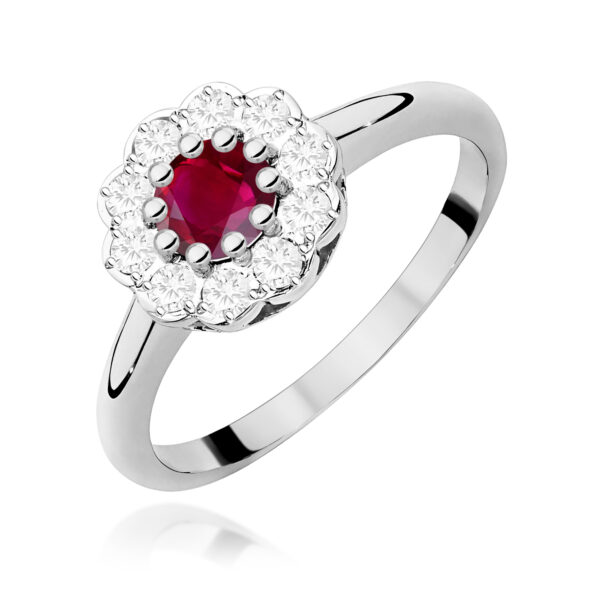 Pierścionek Rubin 0,60ct białe złoto 375