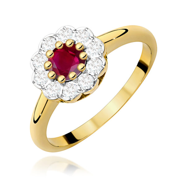 Pierścionek Rubin 0,60ct żółte złoto 375