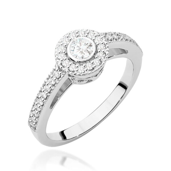 Pierścionek Diament 0,15ct białe złoto 375