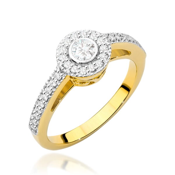 Pierścionek Diament 0,15ct Żółte złoto 375