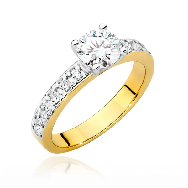 Pierścionek Diament 0,70ct Żółte złoto 375