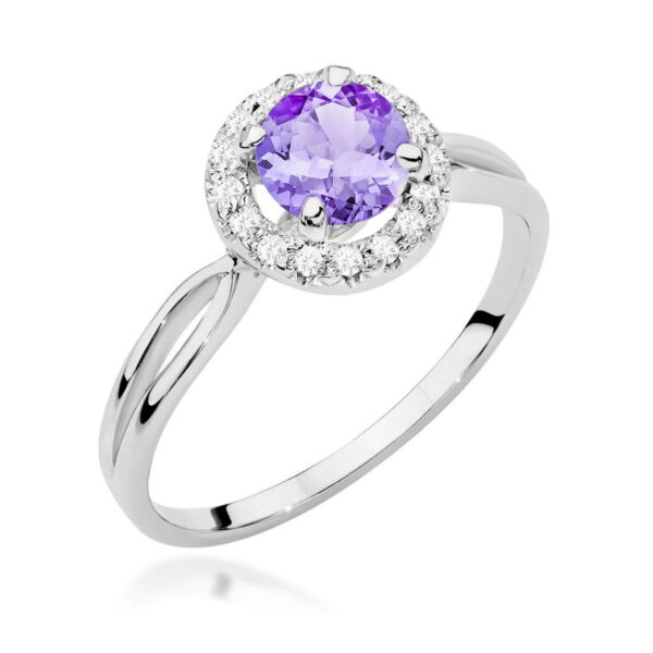 Pierścionek Ametyst 0,90ct białe złoto 375