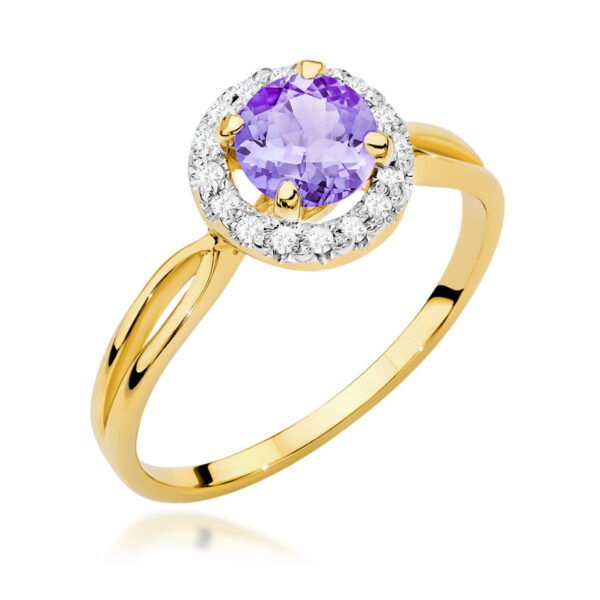 Pierścionek Ametyst 0,90ct żółte złoto