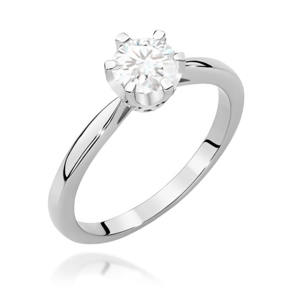 Pierścionek Diament 0,70ct białe złoto 375