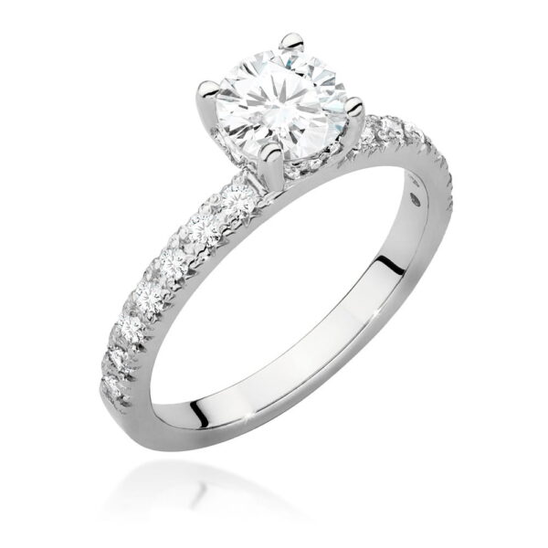 Pierścionek Diament 0,70ct białe złoto 375