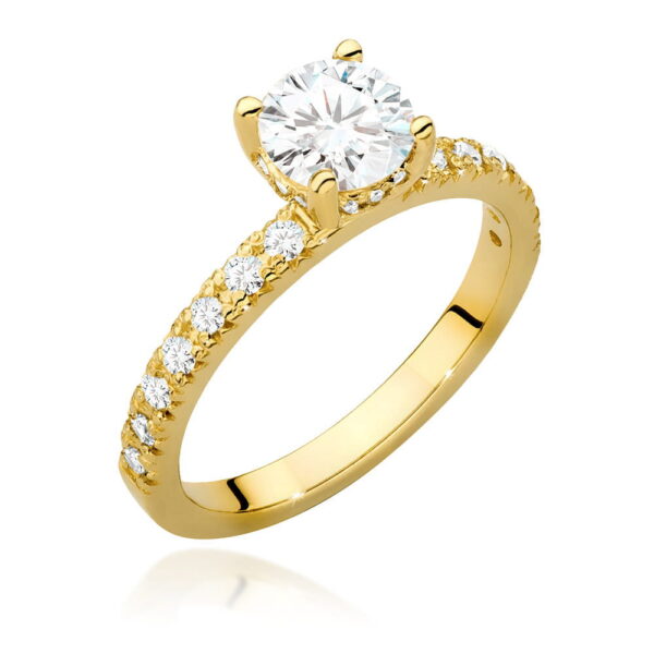 Pierścionek Diament 0,70ct żółte złoto 375