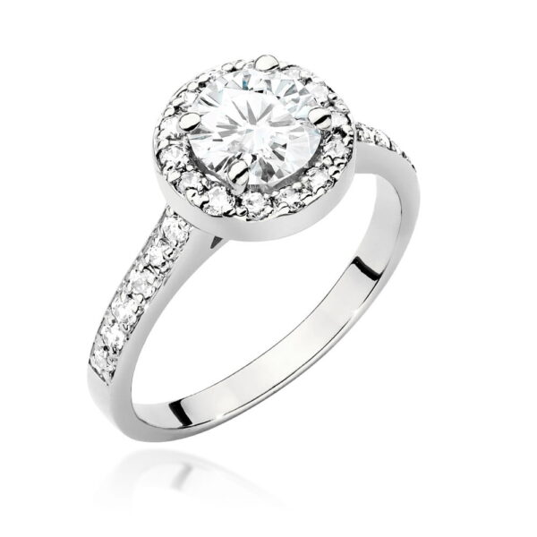 Pierścionek Diament 1,00ct białe złoto 375