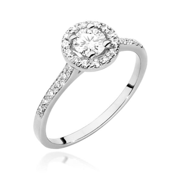 Pierścionek Biały Szafir 0,60ct białe złoto 375