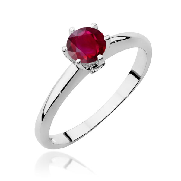 Pierścionek Rubin 0,60ct białe złoto 375