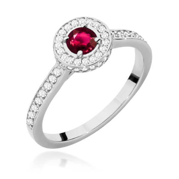 Pierścionek Rubin 0,35ct białe złoto 375