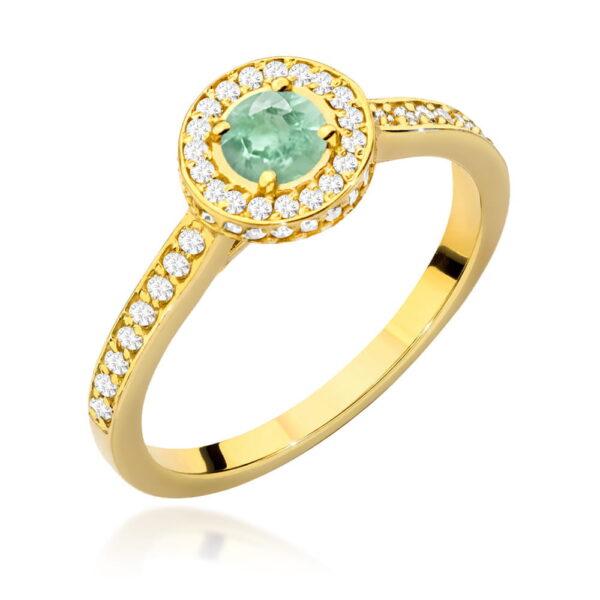 Pierścionek Szmaragd 0,30ct żółte złoto 375