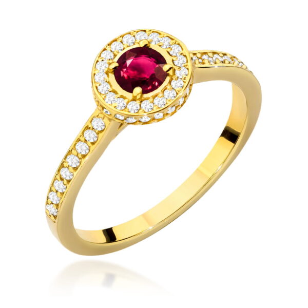 Pierścionek Rubin 0,35ct żółte złoto 375
