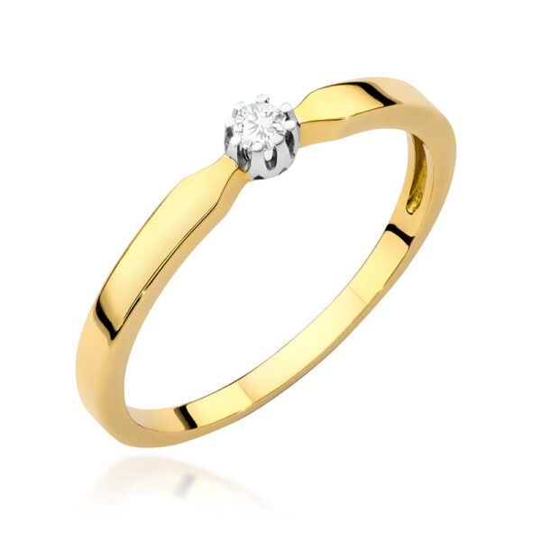 Pierścionek Diament 0,04ct żółte złoto