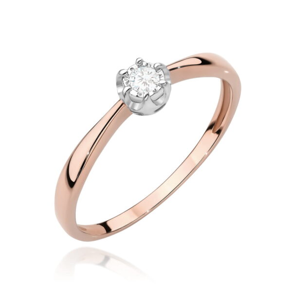 Pierścionek Diament 0,06ct różowe złoto