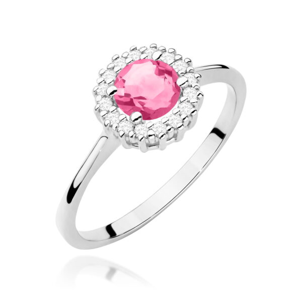 Pierścionek Różowy Topaz 0,60ct białe złoto