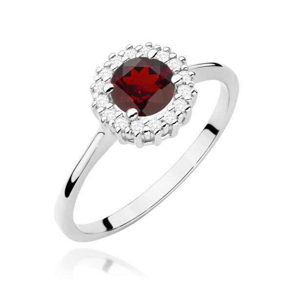 Pierścionek Granat 0,60ct białe złoto 375