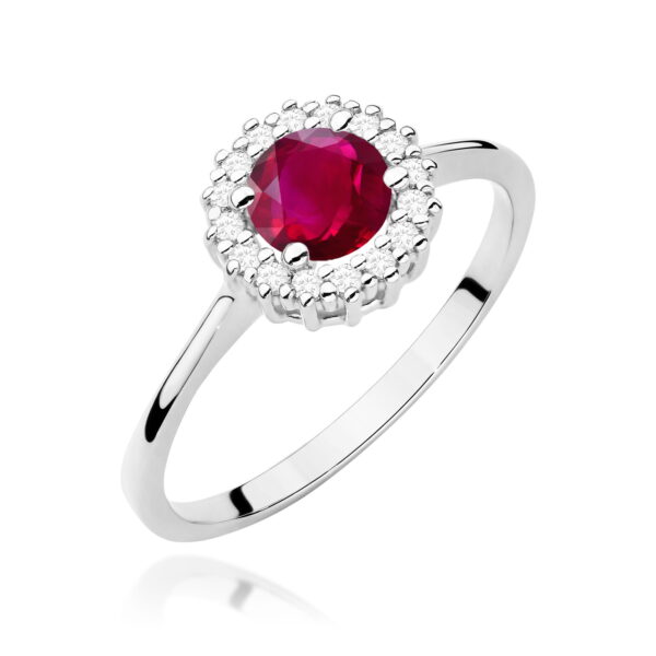 Pierścionek Rubin 0,60ct białe złoto 375