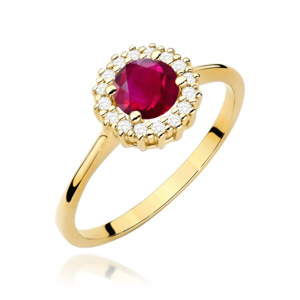 Pierścionek Rubin 0,60ct żółte złoto 375
