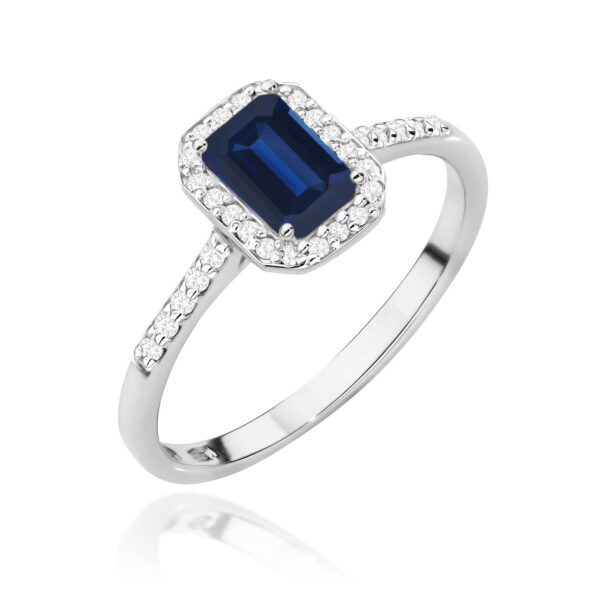 Pierścionek Szafir 0,60ct białe złoto 375