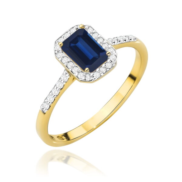 Pierścionek Szafir 0,60ct żółte złoto 375