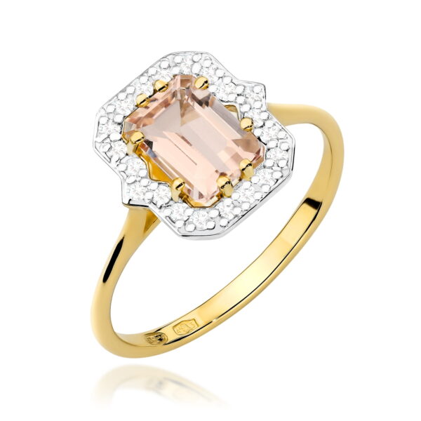 Pierścionek Morganit 1.00ct żółte złoto 375