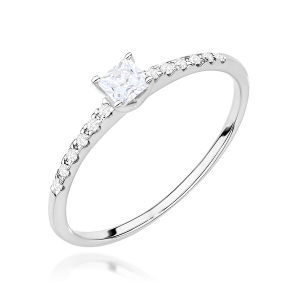 Pierścionek Diament 0,15ct białe złoto 375