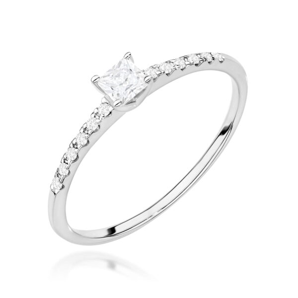 Pierścionek Diament Laboratoryjny 0,15ct białe złoto 375