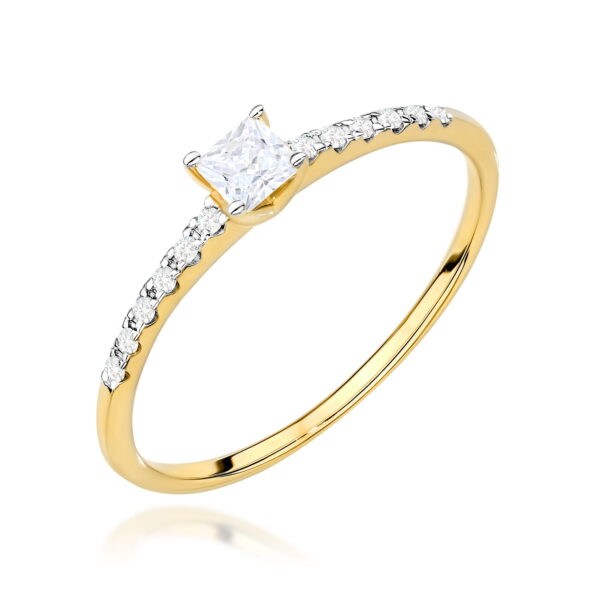 Pierścionek Diament Laboratoryjny 0,15ct żółte złoto 375