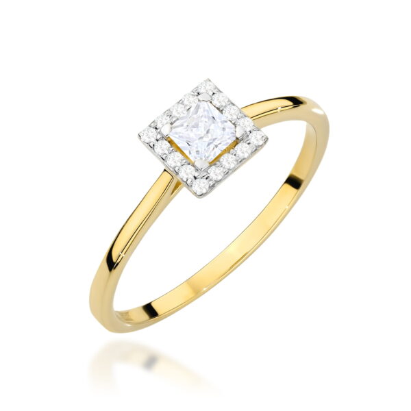 Pierścionek Diament 0,15ct żółte złoto 375