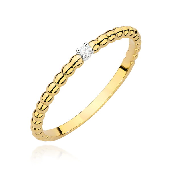 Pierścionek Diament 0,02ct żółte złoto 375