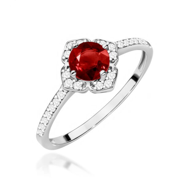 Pierścionek Granat 0,60ct białe złoto
