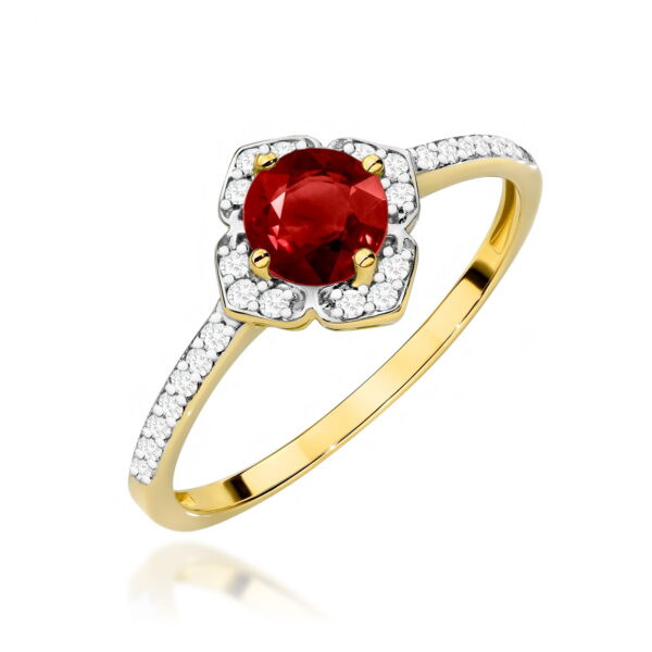 Pierścionek Granat 0,60ct żółte złoto