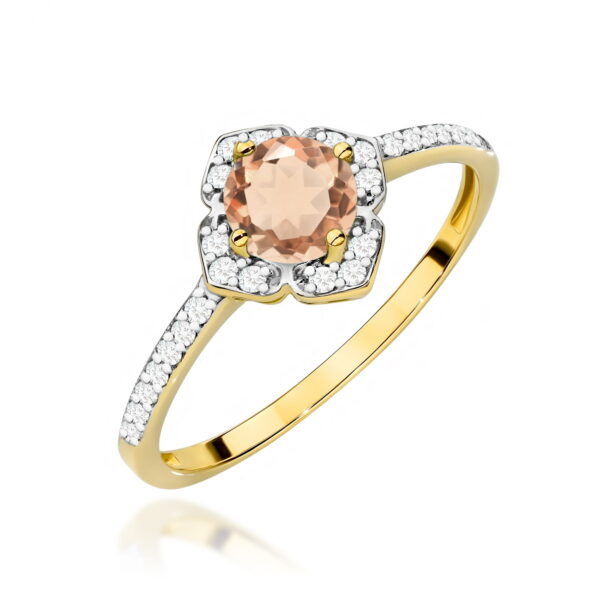 Pierścionek Morganit 0,40ct żółte złoto 375