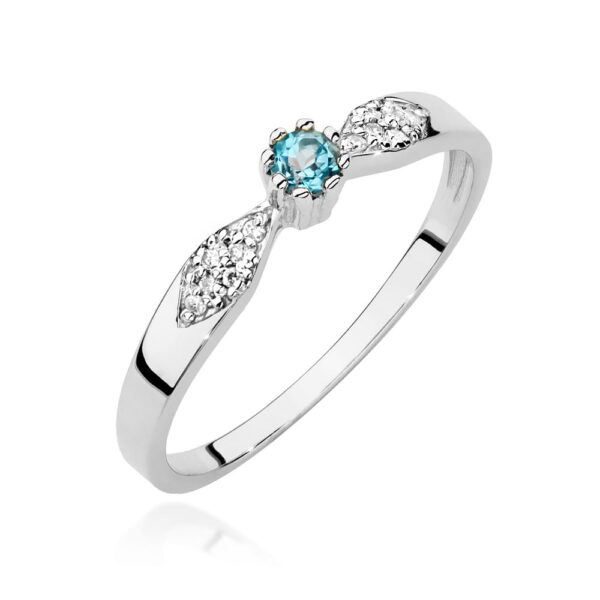 Pierścionek Topaz Swiss 0,15ct białe złoto 375
