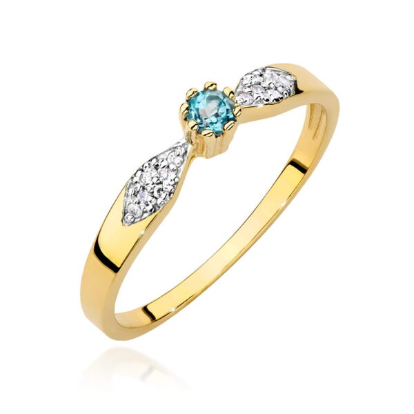 Pierścionek Topaz Swiss 0,15ct żółte złoto 375
