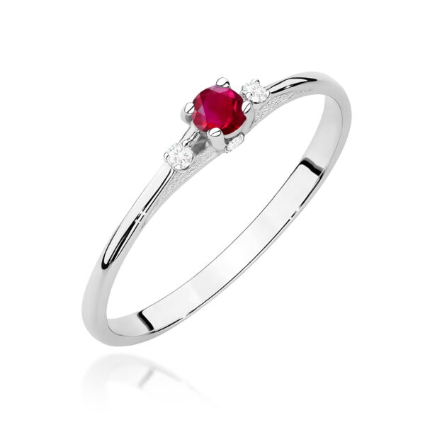 Pierścionek Rubin 0,15ct białe złoto 375
