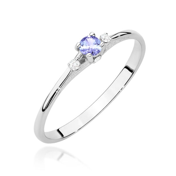 Pierścionek Tanzanit 0,15ct białe złoto 375