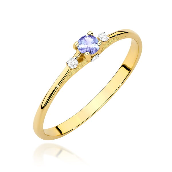 Pierścionek Tanzanit 0,15ct żółte złoto